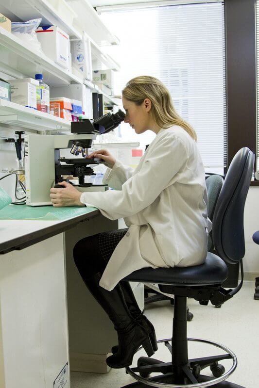 Laboratory technician performing cannabis testing